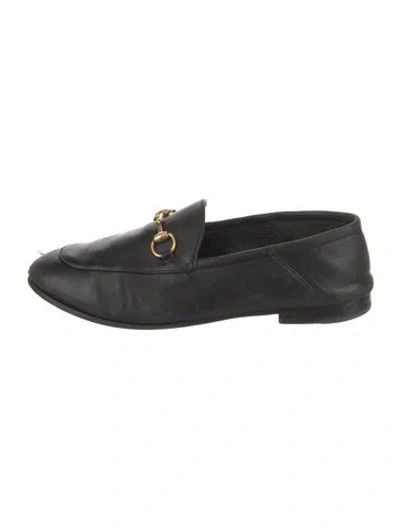 Pre-owned Gucci Horsebit Accent Leather Loafers In Black