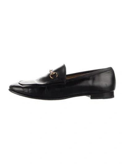 Pre-owned Gucci Horsebit Accent Leather Loafers In Black