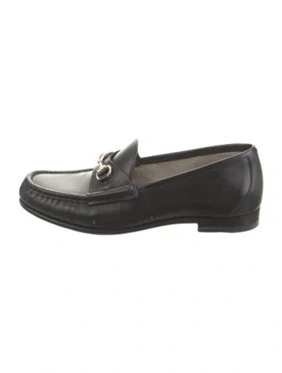 Pre-owned Gucci Horsebit Accent Leather Loafers In Black