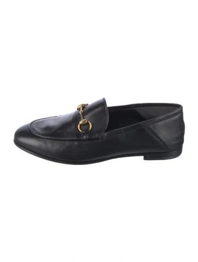 Pre-owned Gucci Horsebit Accent Leather Loafers In Black
