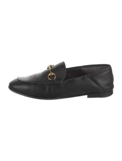 Pre-owned Gucci Horsebit Accent Leather Loafers In Black