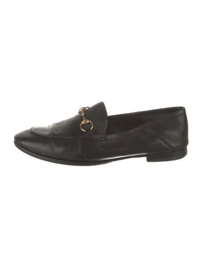 Pre-owned Gucci Horsebit Accent Leather Loafers In Black
