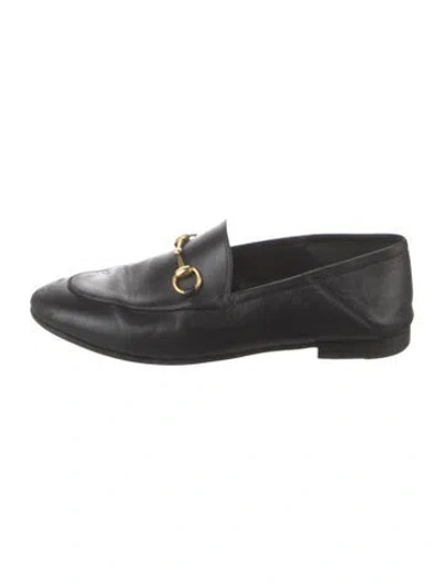 Pre-owned Gucci Horsebit Accent Leather Loafers In Black