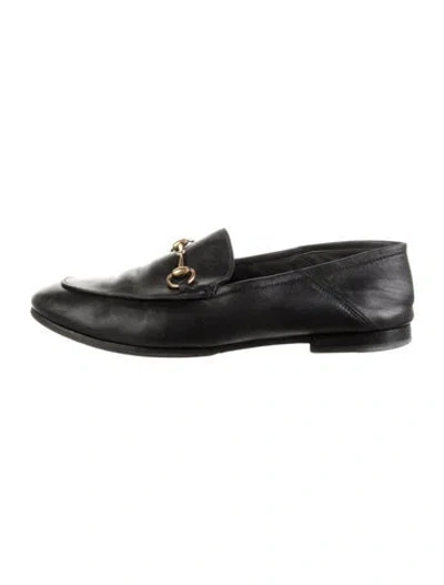 Pre-owned Gucci Horsebit Accent Leather Loafers In Black