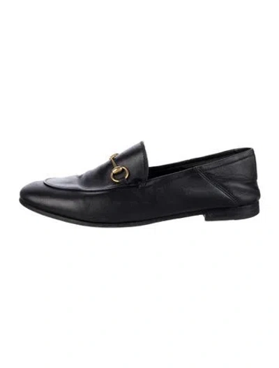 Pre-owned Gucci Horsebit Accent Leather Loafers In Black