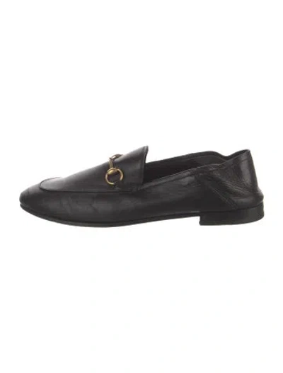 Pre-owned Gucci Horsebit Accent Leather Loafers In Black