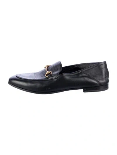 Pre-owned Gucci Horsebit Accent Leather Loafers In Black