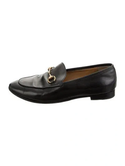Pre-owned Gucci Horsebit Accent Leather Loafers In Black