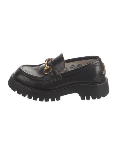 Pre-owned Gucci Horsebit Accent Leather Loafers In Black