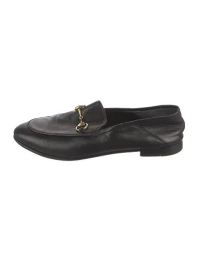 Pre-owned Gucci Horsebit Accent Leather Loafers In Black