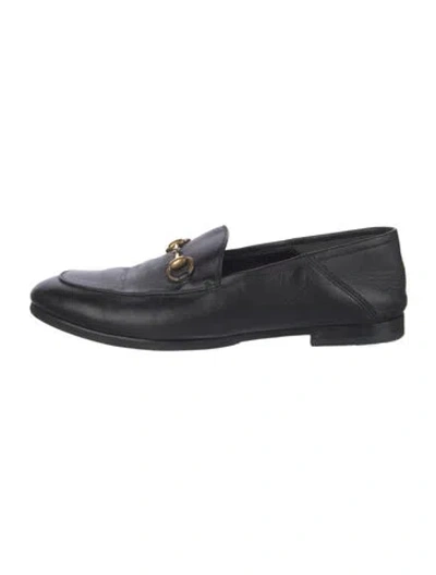 Pre-owned Gucci Horsebit Accent Leather Loafers In Black
