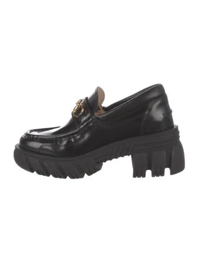 Pre-owned Gucci Horsebit Accent Leather Loafers In Black