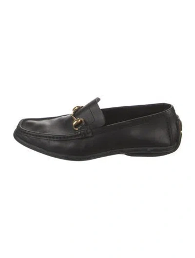 Pre-owned Gucci Horsebit Accent Leather Loafers In Black