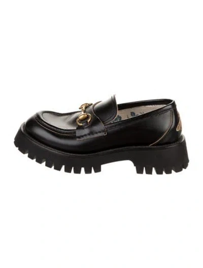 Pre-owned Gucci Horsebit Accent Leather Loafers In Black