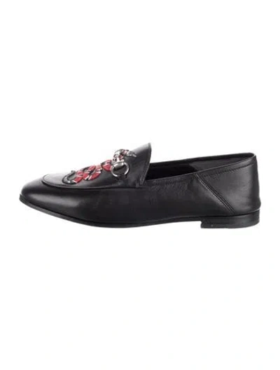 Pre-owned Gucci Horsebit Accent Leather Loafers In Black