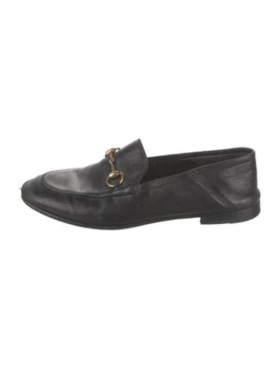 Pre-owned Gucci Horsebit Accent Leather Loafers In Black