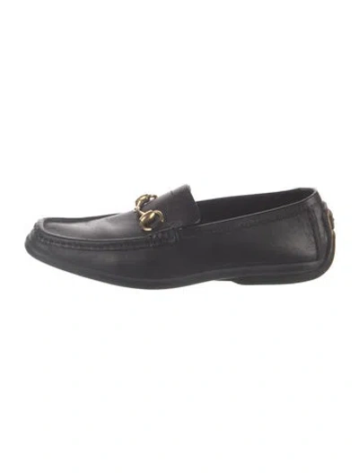 Pre-owned Gucci Horsebit Accent Leather Loafers In Black