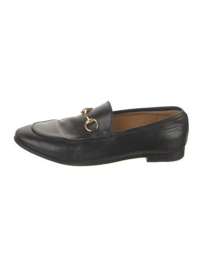 Pre-owned Gucci Horsebit Accent Leather Loafers In Black