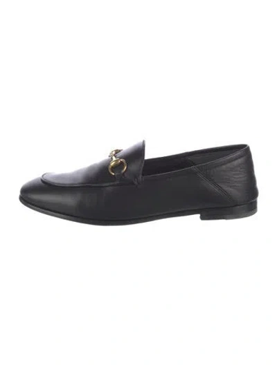 Pre-owned Gucci Horsebit Accent Leather Loafers In Black