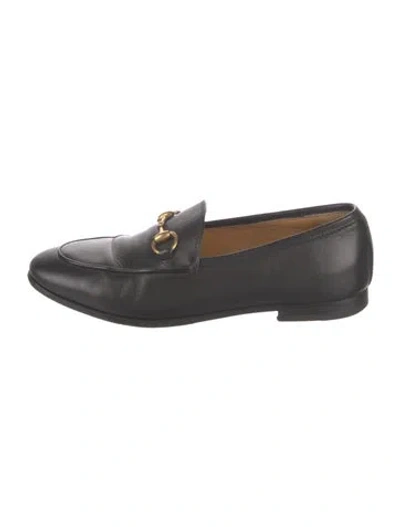 Pre-owned Gucci Horsebit Accent Leather Loafers In Black