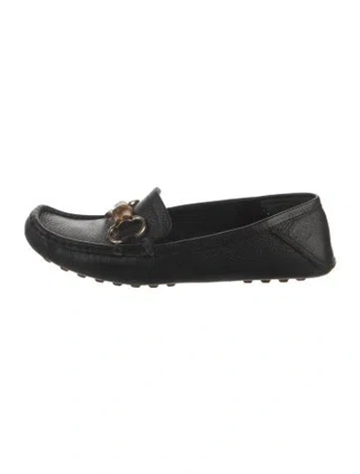 Pre-owned Gucci Horsebit Accent Leather Loafers In Black