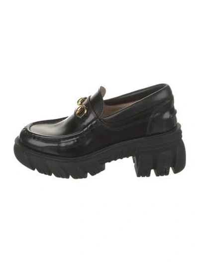 Pre-owned Gucci Horsebit Accent Leather Loafers In Black