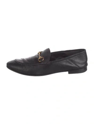 Pre-owned Gucci Horsebit Accent Leather Loafers In Black