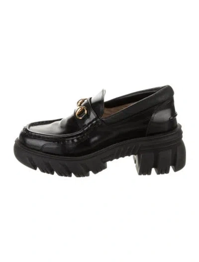 Pre-owned Gucci Horsebit Accent Leather Loafers In Black
