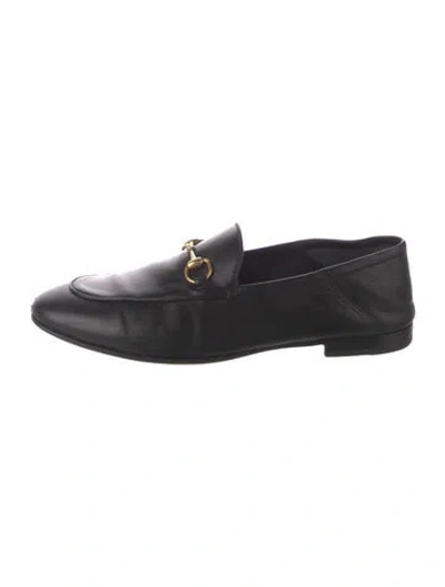Pre-owned Gucci Horsebit Accent Leather Loafers In Black
