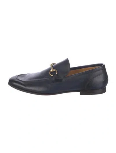 Pre-owned Gucci Horsebit Accent Leather Loafers In Black