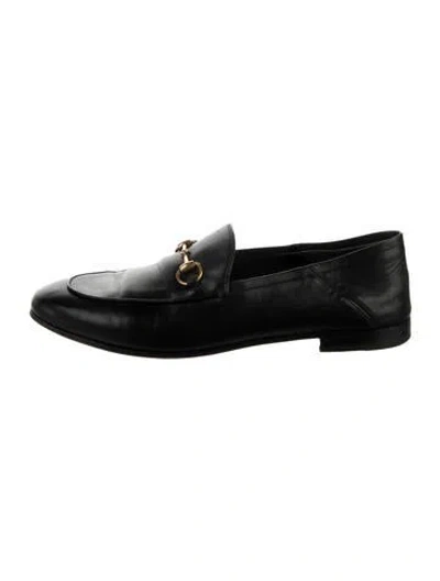 Pre-owned Gucci Horsebit Accent Leather Loafers In Black