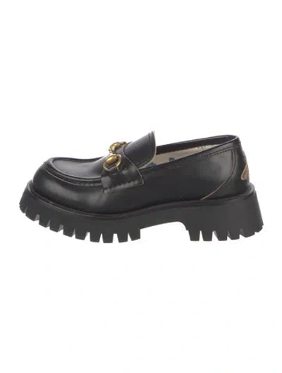 Pre-owned Gucci Horsebit Accent Leather Loafers In Black