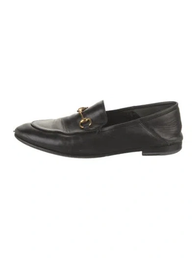Pre-owned Gucci Horsebit Accent Leather Loafers In Black