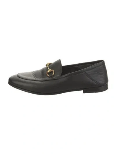 Pre-owned Gucci Horsebit Accent Leather Loafers In Black