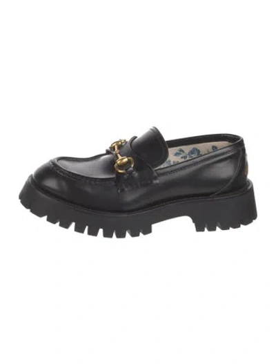 Pre-owned Gucci Horsebit Accent Leather Loafers In Black