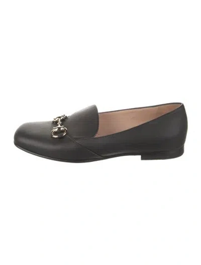 Pre-owned Gucci Horsebit Accent Leather Loafers In Black