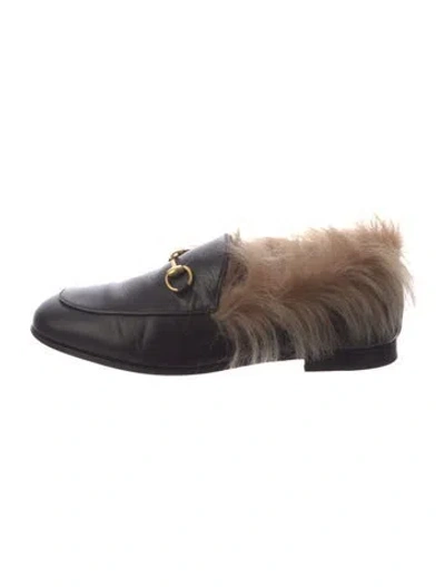 Pre-owned Gucci Horsebit Accent Leather Loafers In Black