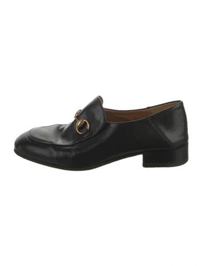 Pre-owned Gucci Horsebit Accent Leather Loafers In Black