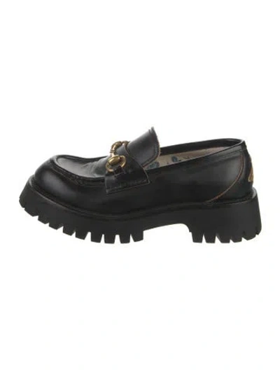 Pre-owned Gucci Horsebit Accent Leather Loafers In Black