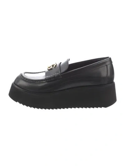 Pre-owned Gucci Horsebit Accent Leather Loafers In Black