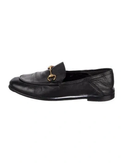 Pre-owned Gucci Horsebit Accent Leather Loafers In Black