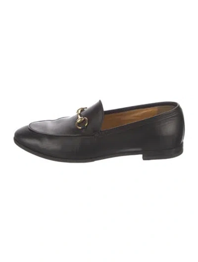 Pre-owned Gucci Horsebit Accent Leather Loafers In Black
