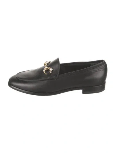 Pre-owned Gucci Horsebit Accent Leather Loafers In Black