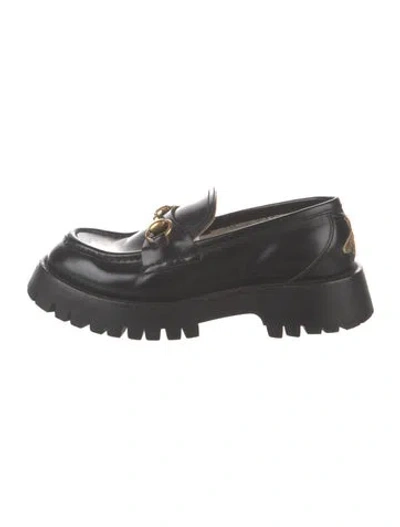 Pre-owned Gucci Horsebit Accent Leather Loafers In Black
