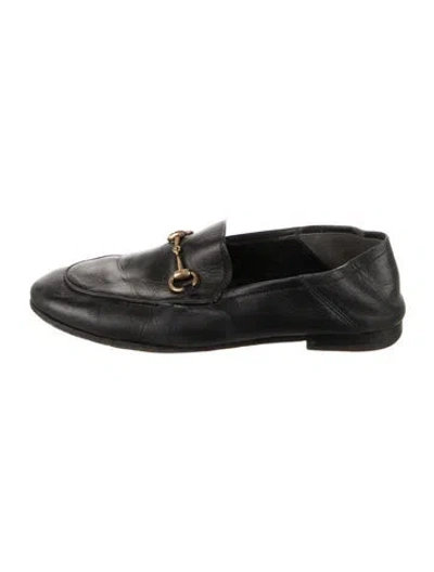 Pre-owned Gucci Horsebit Accent Leather Loafers In Black
