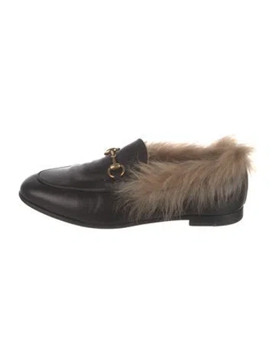 Pre-owned Gucci Horsebit Accent Leather Loafers In Black