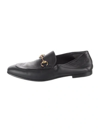 Pre-owned Gucci Horsebit Accent Leather Loafers In Black