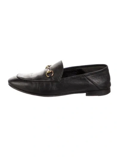 Pre-owned Gucci Horsebit Accent Leather Loafers In Black