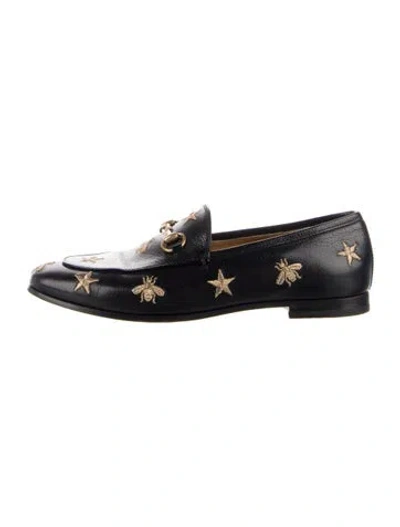 Pre-owned Gucci Horsebit Accent Leather Loafers In Black