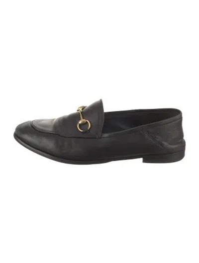 Pre-owned Gucci Horsebit Accent Leather Loafers In Black